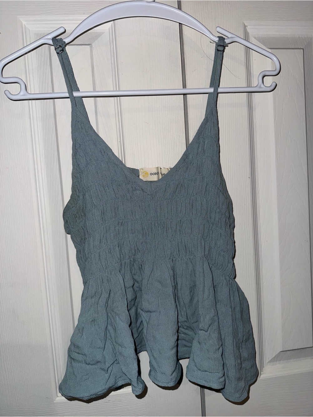 Ocean Drive Sage Green Smocked Peplum Cami